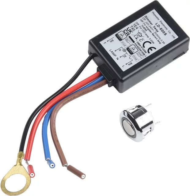 LD 600S Eingebauter 3-Wege-Finger-Touch-Dimmer-Schalter in Schwarz für LED und Glühlampen - Bild 1