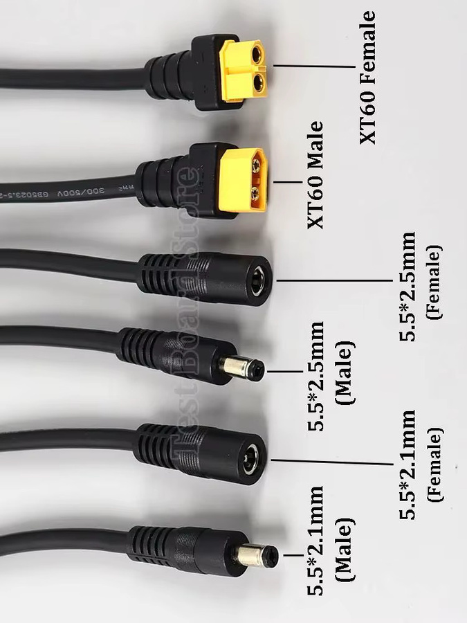 XT60 auf DC 5,5x2,1mm/5,5x2,5mm Stromkabel Akku-Ladeadapter, Schwarz, 15A - Bild 4
