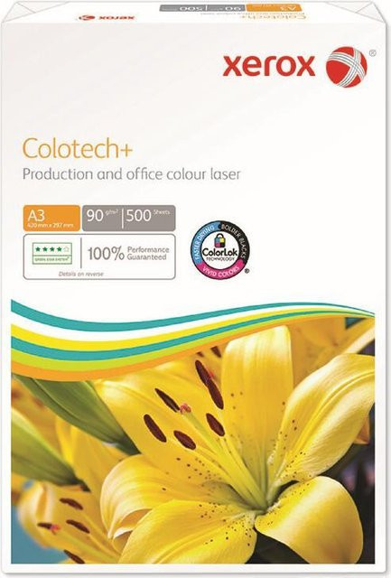 Xerox Colotech+ Digitalpapier A3, High White, unbeschichtet, 90 g/m², 500 Blatt pro Packung (5er Pack) - Bild 1