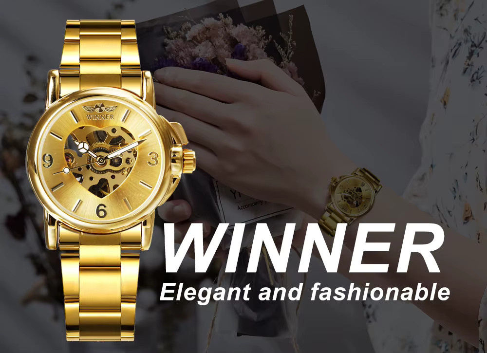 T-WINNER Armbanduhr, Automatik, Edelstahl, Gold, Damen - Bild 3