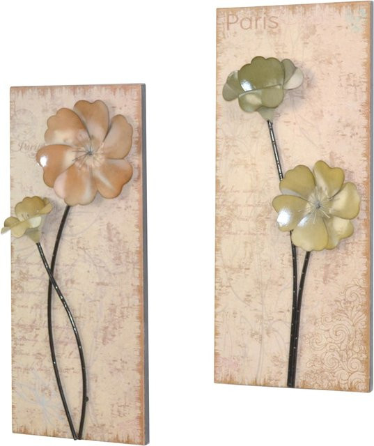 möbel direkt online Wanddekoration Anna 2er-Set Blüten beige Metall Vintage-Look - Bild 1