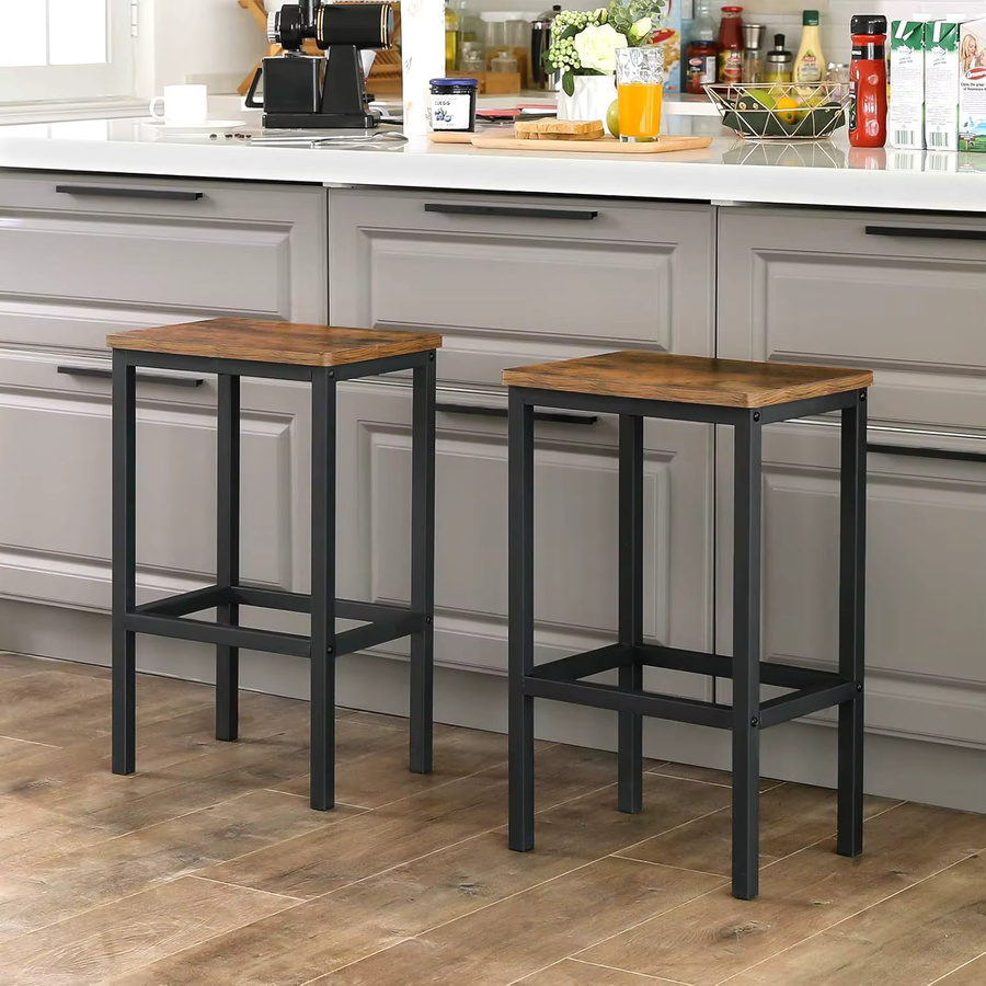 VASAGLE Barhocker Set aus 2 Barstühlen in Braun im Industrial Design mit Metallgestell - Bild 2