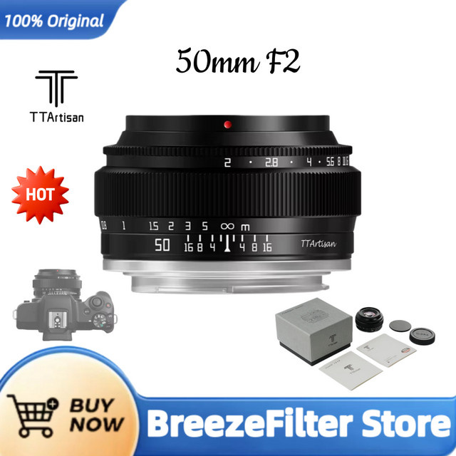 TTArtisan 50mm F2 Vollformat Manuelles Porträt-Objektiv in Schwarz für Sony E, Nikon Z, Fuji X, Leica und Sigma L-Mount - Bild 1