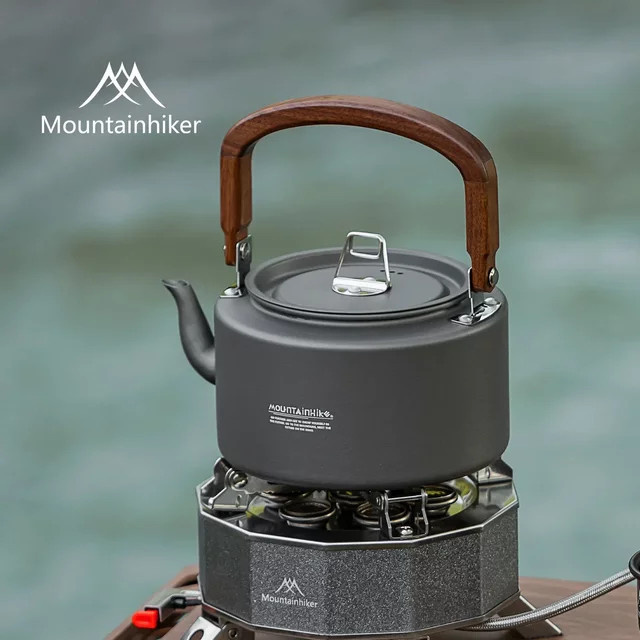 MOUNTAIINHIKER Camping-Teekessel aus Aluminium-Legierung mit Holzgriff für Outdoor und Wandern - Bild 1