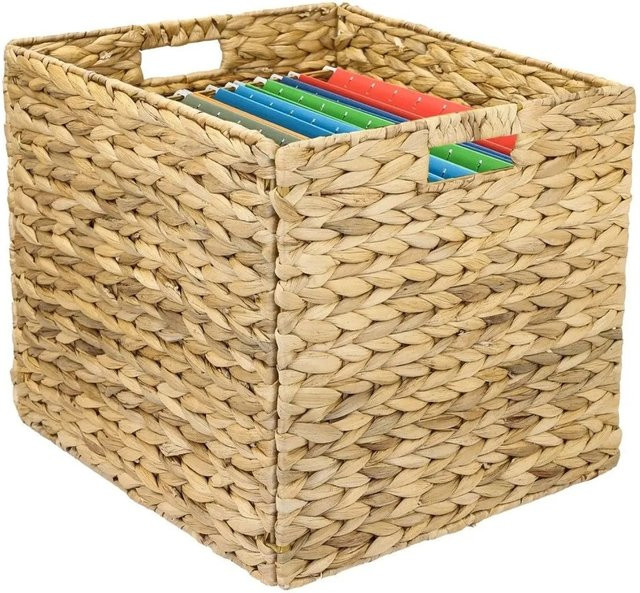 HMF Aufbewahrungskorb aus Wasserhyazinthe für Kallax, braun, handgeflochten mit Metallrahmen, B/T/H: 38 x 33 x 32 cm - Bild 1