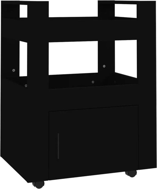 vidaXL Küchenwagen Schwarz aus Holzwerkstoff B/T/H: 60 x 45 x 80 cm - Bild 1