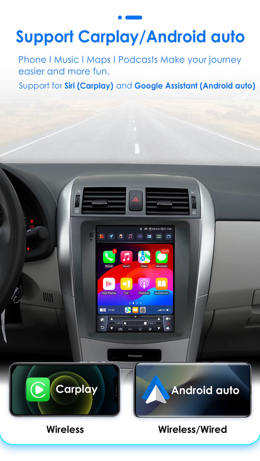 OSSURET Android 13 Autoradio für Toyota Corolla E140 E150 (2006-2013) mit 9,7 Zoll Display, 4G, GPS, Carplay und DSP Multimedia-Player in Schwarz - Bild 4