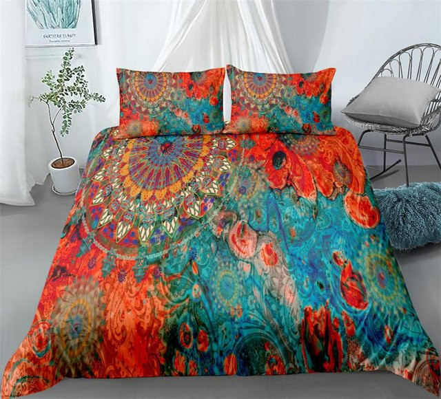 Bettwäsche-Set Binchi Outdoor Product mit Mandala Boho Design in Schwarz und Multicolour, Material Mikrofaser Polyester, B/H: 140 x 210 cm - Bild 1