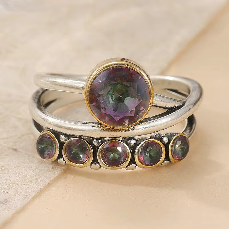 Vintage-Ring Damen, Silber, mehrfarbige Zirkonia - Bild 2