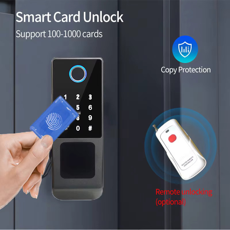 Tuya WiFi Smart Lock für den Außenbereich mit doppelseitigem Fingerabdrucksensor, IP66 wasserdicht, Passcode, RFID-Karte und App-Steuerung in Schwarz - Bild 3