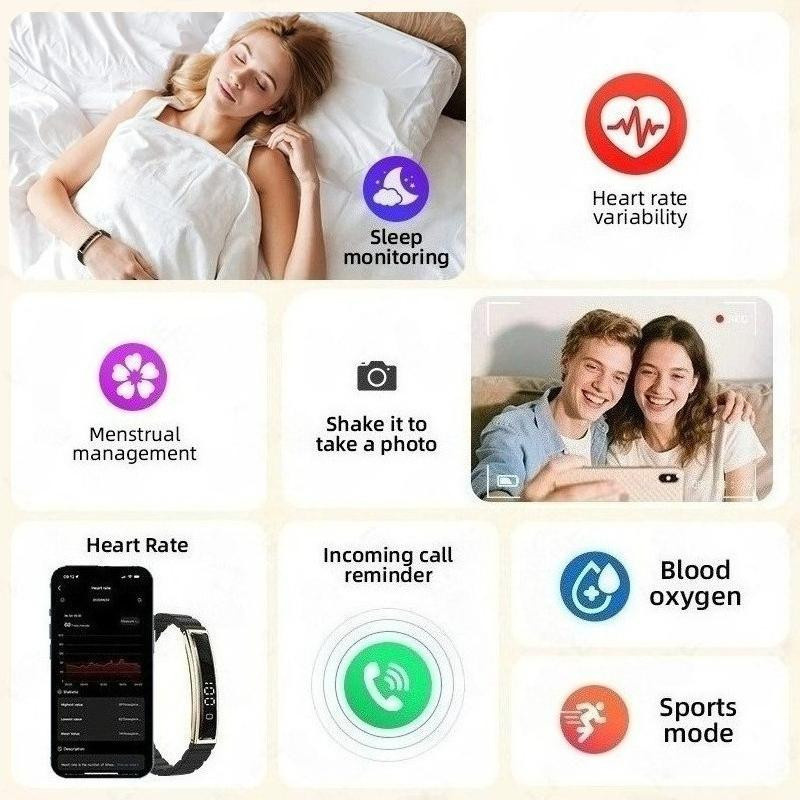 SACOSDING Smart Armband Fitness Tracker mit Herzfrequenzmessung, Schlaftracker und SpO2-Messung, Bluetooth, Unisex, Schwarz/Silber - Bild 4