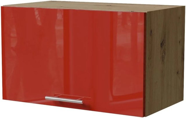 Feldmann-Wohnen Klapphängeschrank Brerra W4B/60 in Eiche Artisan und Karminrot Hochglanz mit Gasdruckdämpfer, B/T/H: 60 x 32,5 x 36 cm - Bild 1