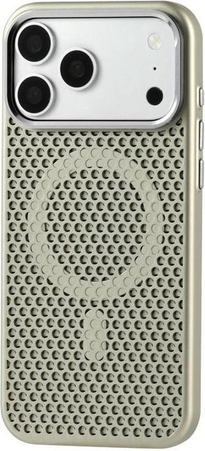 Beige Magnet-Hartschale für Apple iPhone 12 bis 17 Pro Max mit atmungsaktivem Gitter-Design und Wärmeableitung für kabelloses Laden - Bild 1