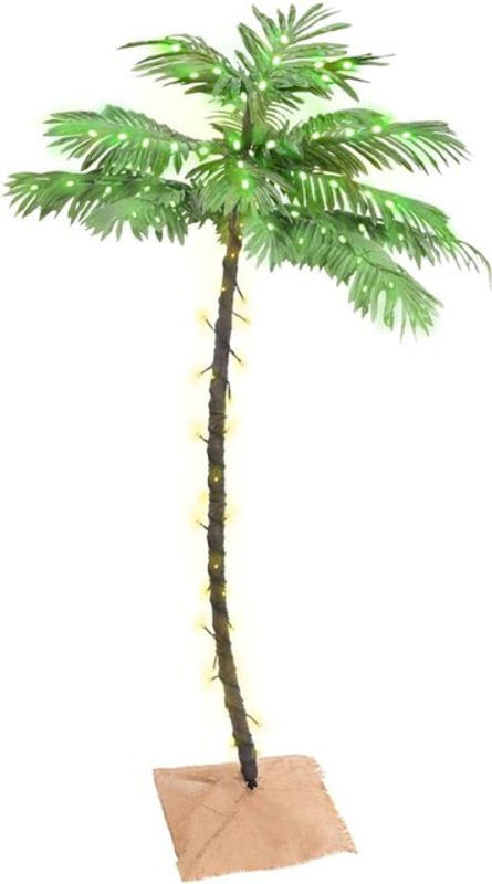 Künstliche Palme von vidaxl mit 88 warmweißen LEDs, Höhe: 150 cm, in Grün und Braun mit Jute-Topf - Bild 1
