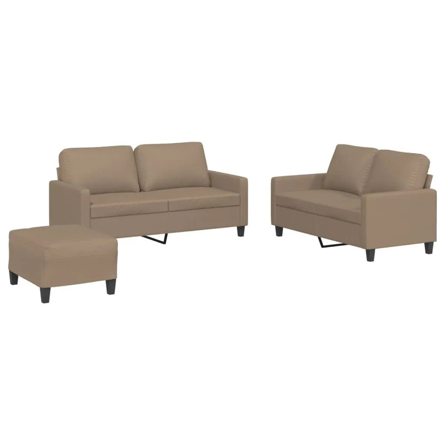vidaXL 3-teilige Sofagarnitur aus Kunstleder in Cappuccino-Braun mit Kissen und modernem Design - Bild 2