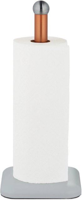 Relaxdays Küchenrollenhalter aus Edelstahl in Weiß und Silber, B/T/H: 36 x 15 x 15 cm - Bild 1