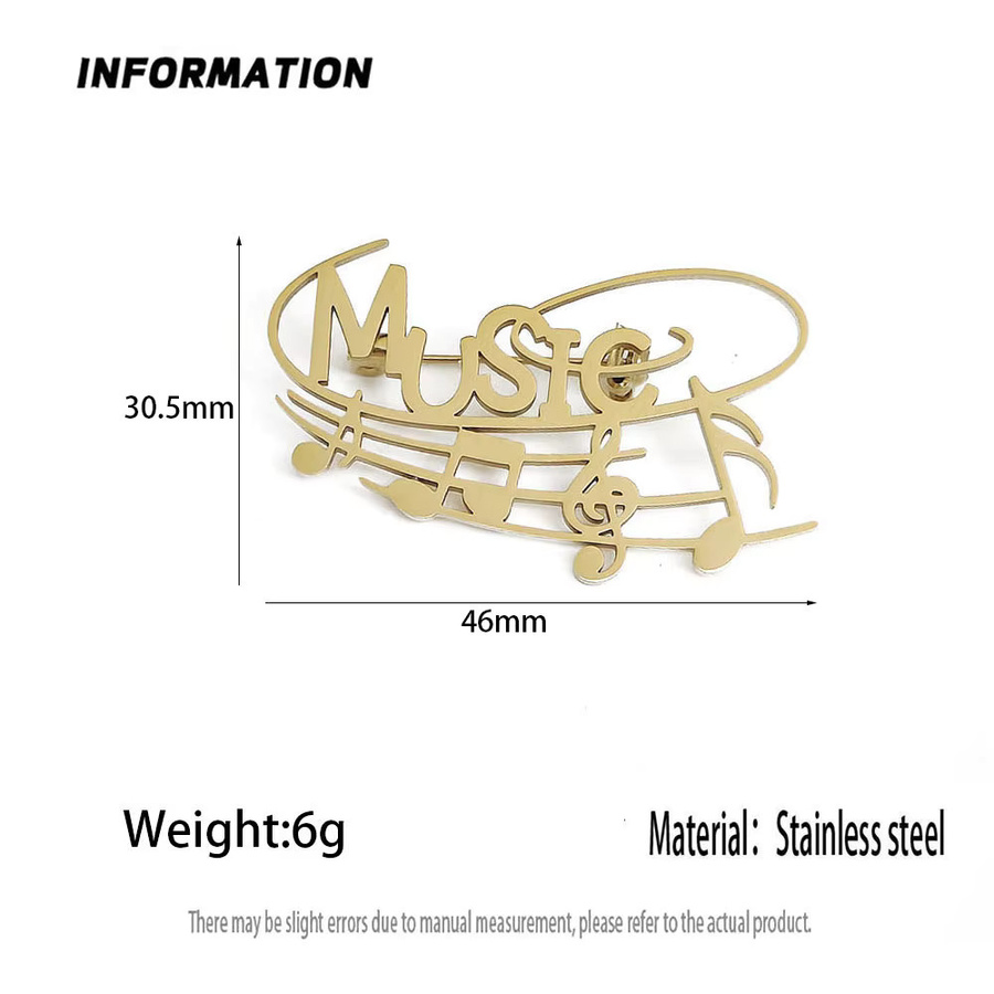 KATARIAN Brosche Musiknoten, Edelstahl, Gold, Unisex - Bild 2