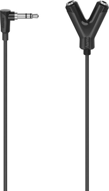 Hama Audio-Adapter mit 3,5 mm Klinken-Stecker und 2 x 3,5 mm Klinken-Kupplungen in Schwarz - Bild 1