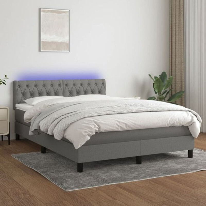 vidaxl Boxspringbett mit Matratze und LED in Anthrazit aus Stoff, B/T: 140 x 200 cm - Bild 1