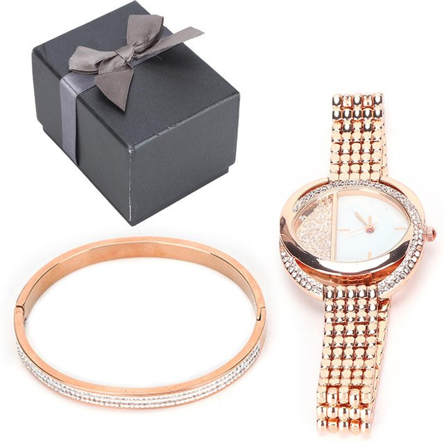 Neoglint Schmuckset, Quarzuhr, Titanstahl, Roségold, Damen - Bild 1