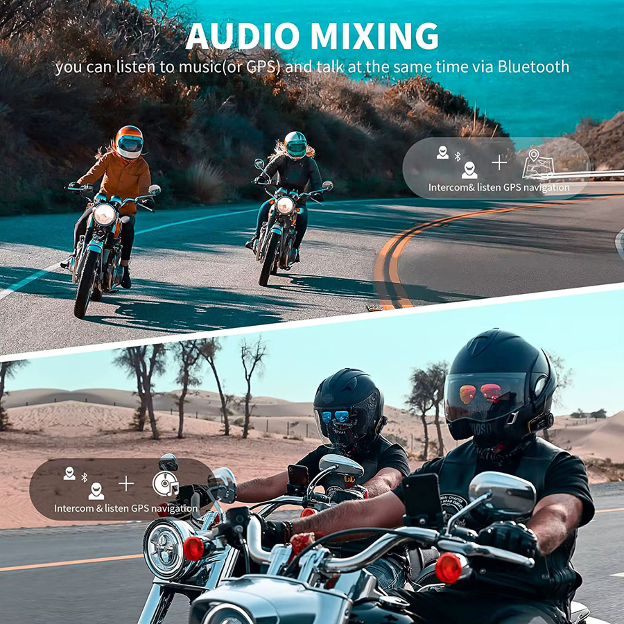 Fodsports FX8 Pro Motorradhelm-Headset mit Dual-Bluetooth-Intercom für bis zu 8 Fahrer in Schwarz - Bild 6