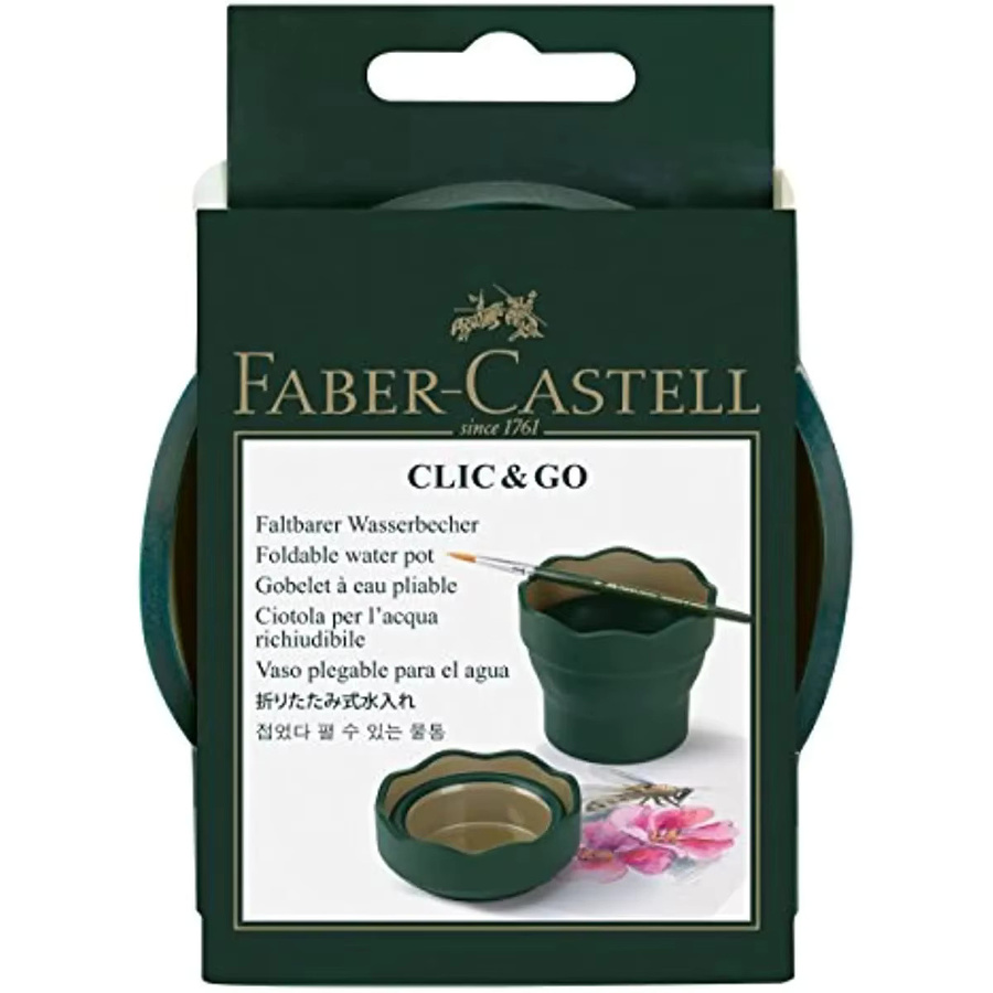 Faber-Castell Waschpinsel-Eimer aus Kunststoff in Grün, ausziehbarer Teleskop-Kunstpinsel-Waschbecher und faltbarer Wasserbecher für die Skizzenmalerei - Bild 6