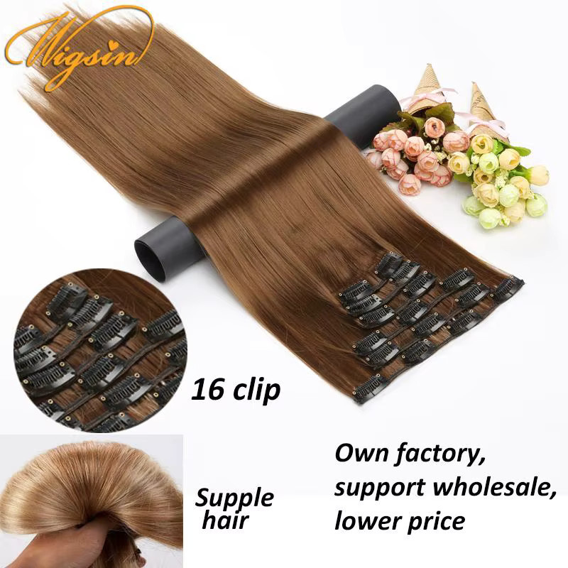 WIGSIN Haarverlängerung Synthetisch, 24 Zoll, Glatt, 6 Teile, Damen - Bild 3