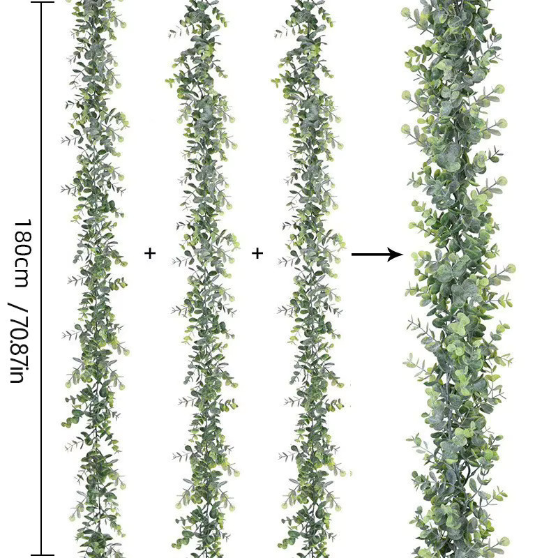 Künstliche Eukalyptusranken von Kmitang, grüne Hängepflanzen aus Kunststoff und Rattan für deine Dekoration, Höhe: 180 cm - Bild 2