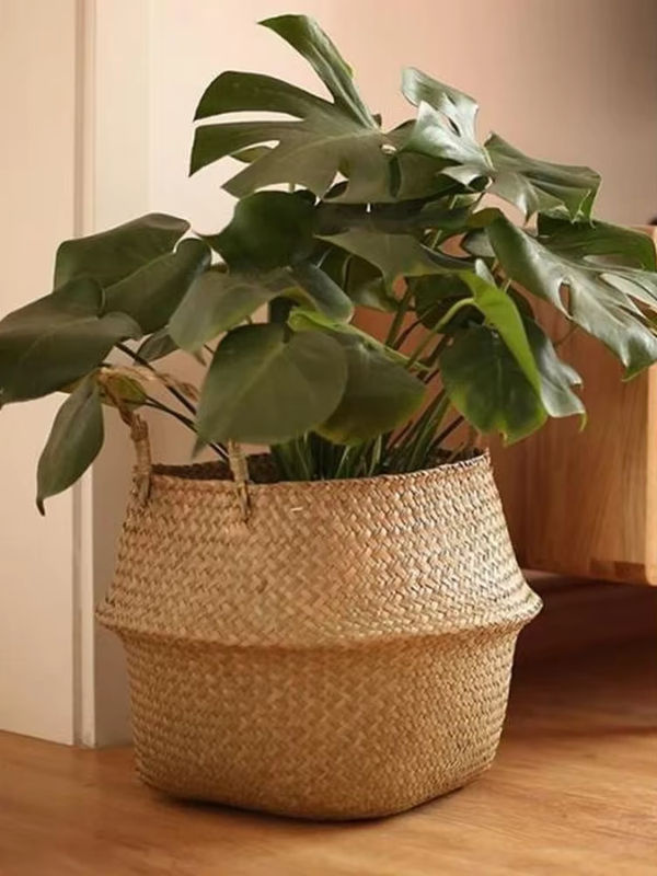 Hängender Weidenkorb aus Rattan in Beige als Blumentopf oder Aufbewahrungskorb - Bild 6