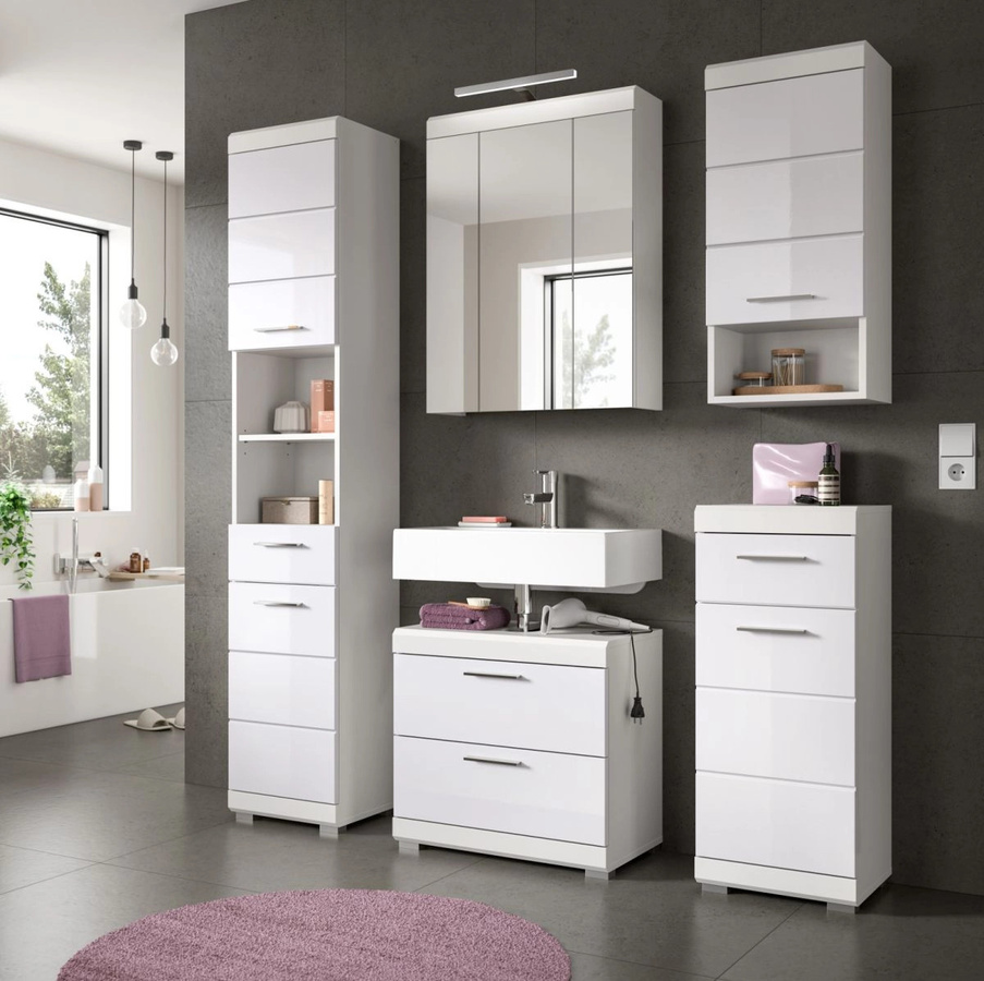 Inn.Furn Badmöbel Set Shawn 2-teilig in Weiß Hochglanz mit LED-Beleuchtung, Breite: 60 cm - Bild 4