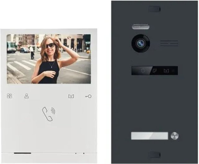 Balter Evo Quick Video Türsprechanlage für ein Familienhaus mit 4,3 Zoll Monitor in Anthrazitgrau und Weiß, 2-Draht Bus System - Bild 1