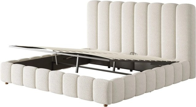 okwish Polsterbett mit Stauraum und Lift-up-Funktion in Weiß, B/T: 160 x 200 cm - Bild 1