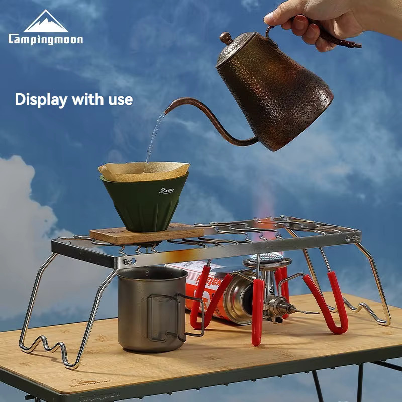 CAMPINGMOON Klappbarer Mini-Herdrost aus Edelstahl, S-förmiges Grillnetz für Dual-Gasherd-Rack MS-1111 - Bild 2
