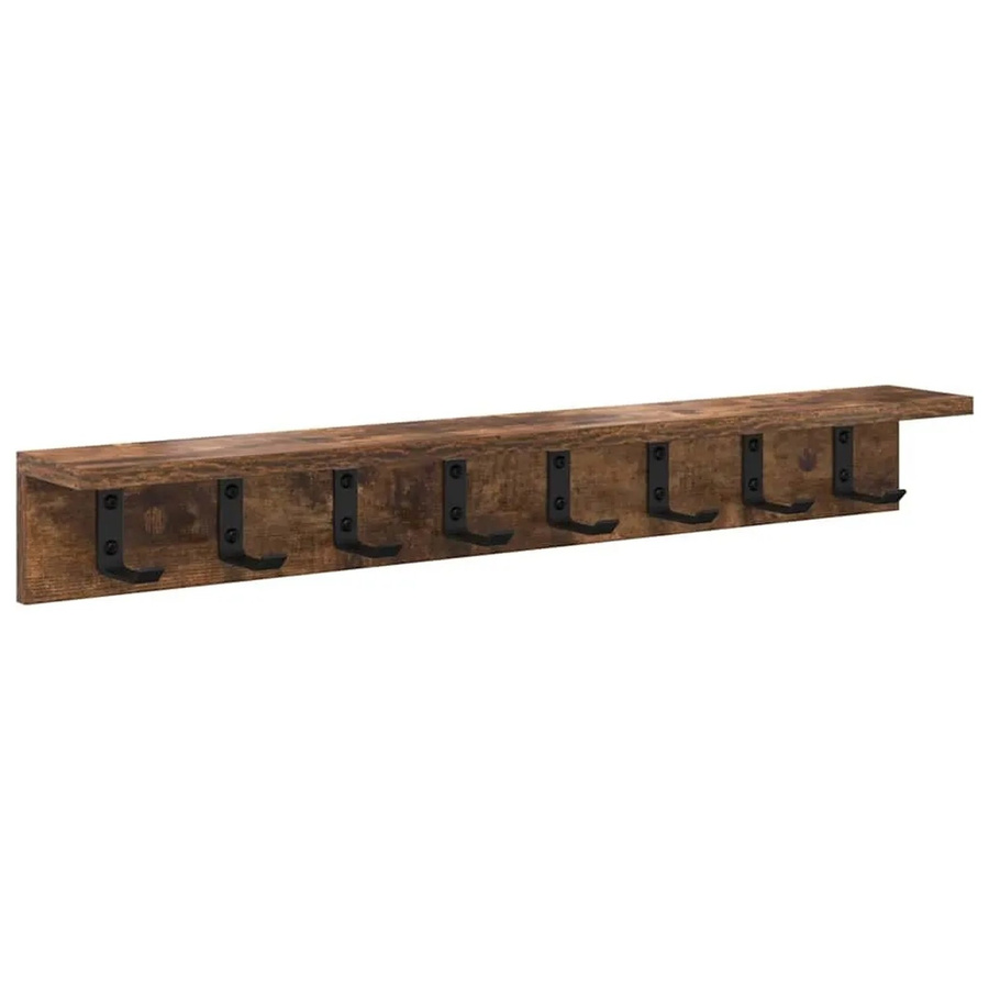 vidaXL Wandmontierter Nachttisch in Geräuchertem Eichen-Design, Modern, Braun, B: 80 cm, T: 10,5 cm, H: 10,5 cm - Bild 2