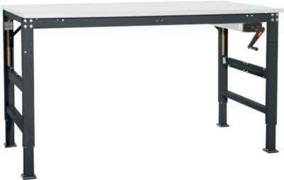 Manuflex Arbeitstisch Ergo K mit Kurbel, höhenverstellbar, anthrazit, B: 175 cm, T: 80 cm, H: 45 bis 125 cm - Bild 1