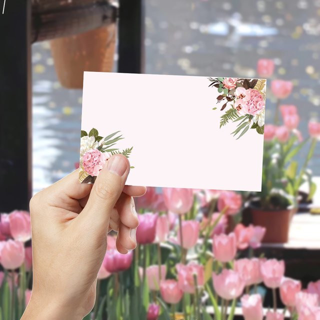 50 Stück leere Grußkarten mit floralem Aquarell-Design aus Papier, bunte Pastellfarben für Hochzeit, Geburtstag und Party - Bild 1