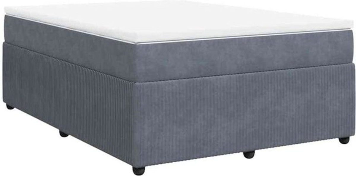 Vidaxl Boxspringbett mit Matratze aus Samt in Grau, B/T/H: 140 x 200 cm - Bild 1
