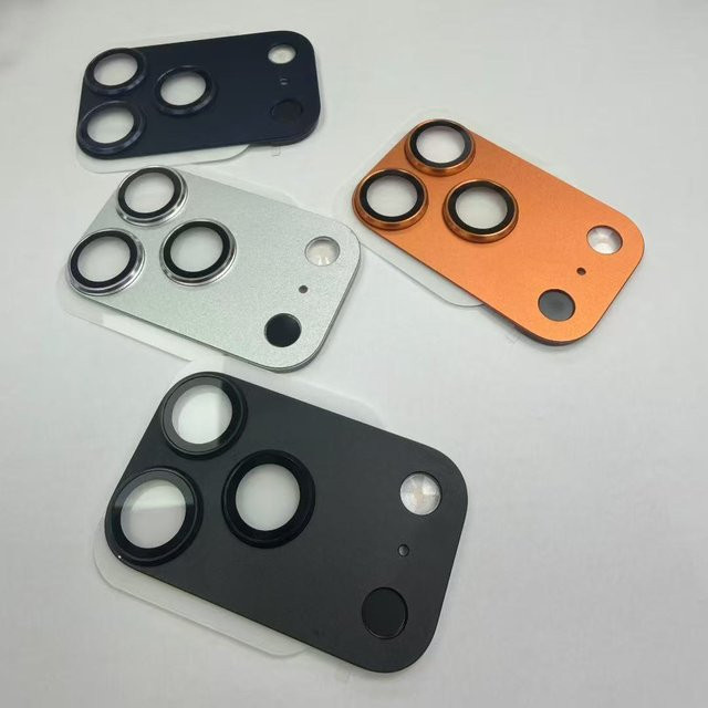 Metall Kamera Schutzabdeckung für iPhone 14 15 16 17 Pro Max in Orange aus Glas-Legierung als Objektivring-Schutzkappe - Bild 1