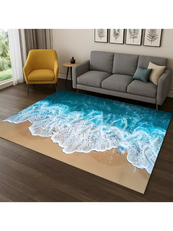 Faviora 3D Ocean Waves Strandteppich mit Meeresblick, rutschfeste Bodenmatte für Wohnzimmer, Schlafzimmer oder Kinderzimmer, Mehrfarbig, B/T: 60 x 40 cm - Bild 2
