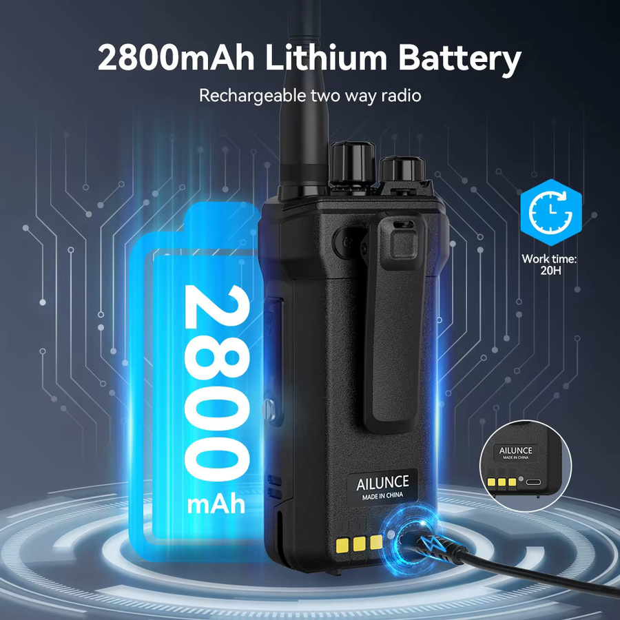 Retevis Ailunce HA1UV Amateurfunkgerät Dual-Band Walkie-Talkie in Schwarz mit 2800mAh Akku und IP67 Wasserdichtigkeit - Bild 2