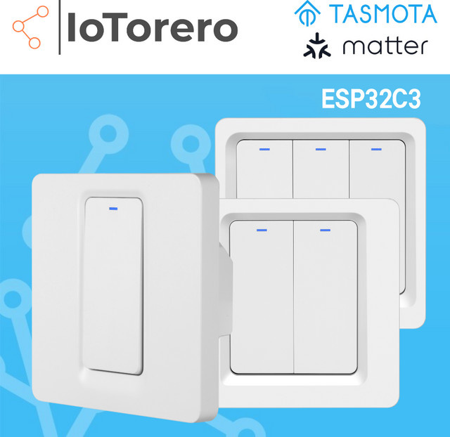 IoTorero Wandschalter Weiß Tasmota Matter MQTT ESP32C3 kompatibel mit Home Assistant ohne Neutralleiter erforderlich - Bild 1