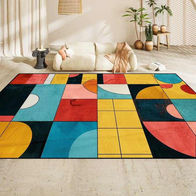 Wucifang Jewelry Marokkanischer Retro-Teppich mit geometrischem Design, waschbar und rutschfest, Mehrfarbig, B: 60 cm, T: 90 cm - Bild 1