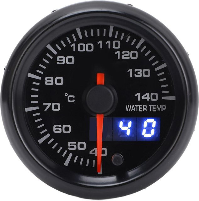 Koogeelife Digitaler Wassertemperaturmesser für 12V Fahrzeuge, 52mm Zeigeranzeige, Messbereich 40 bis 140 Grad Celsius, Schwarz - Bild 1