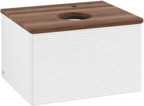 V&B Waschtischunterschrank Antao mit Frontstruktur und Beleuchtung, Farbe: Weiß, B/T/H: 60 x 36 x 50 cm - Bild 1