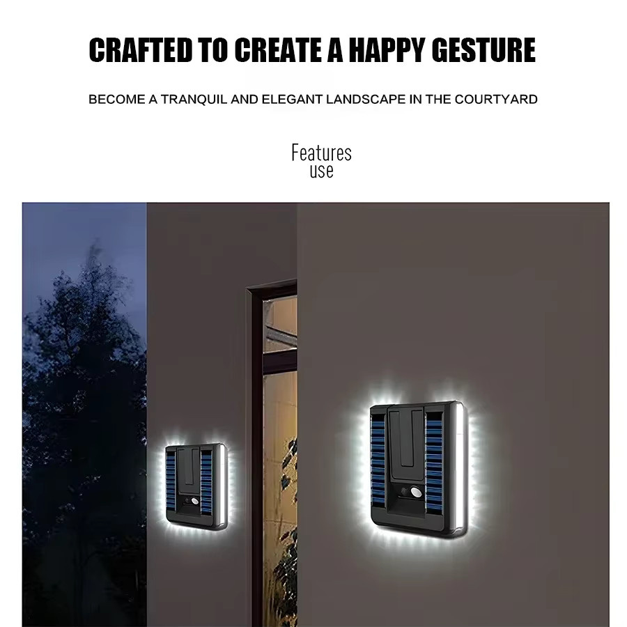 Heinast Solar Außenwandleuchte mit LED, Bewegungsmelder und 3 Modi, faltbar, wasserdicht, Schwarz - Bild 4