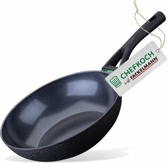 Fackelmann Wokpfanne Hamburg mit keramischer Antihaft-Besch coating in Schwarz oder Grün, Durchmesser: 28 cm - Bild 1
