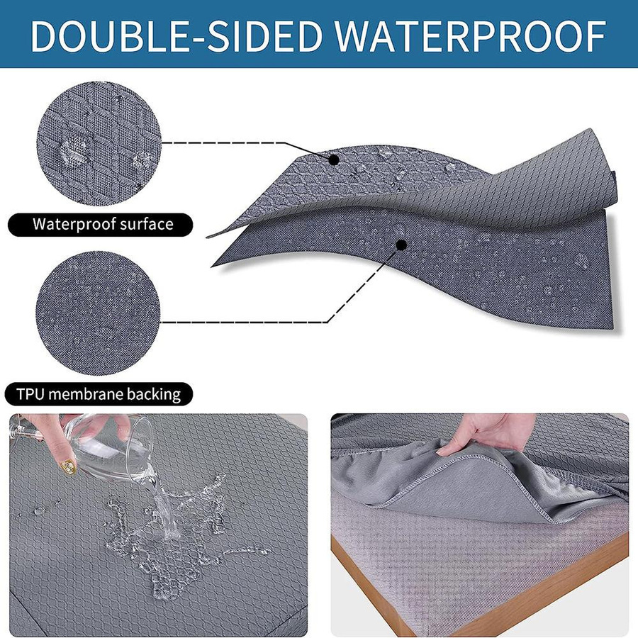 Wasserdichter Sitzbezug für Esszimmerstühle von BRHUIXUE aus Stretch-Jacquard in Braun, 1 Stück - Bild 4