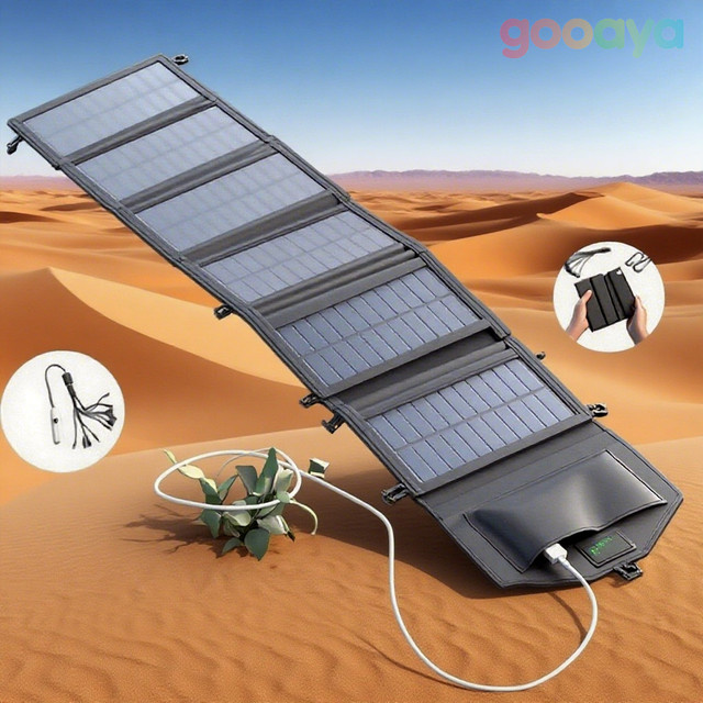 Tragbares faltbares Solar Panel mit 800 W Leistung und 6-fach Solarzellen, USB-A und USB-C Anschlüsse, Farbe: Schwarz - Bild 1