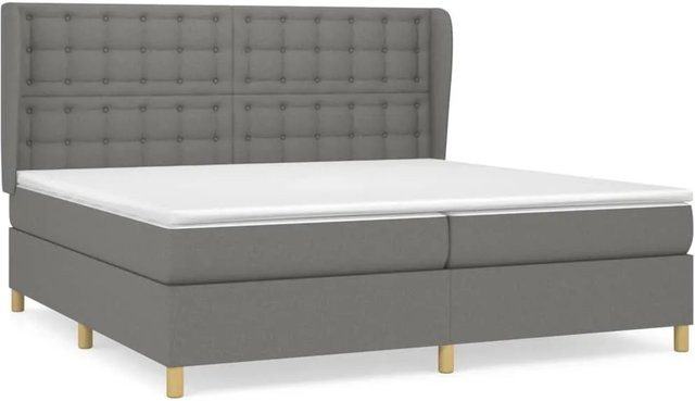 vidaXL Boxspringbett mit Matratze Hybrid Dunkelgrau B/T/H: 200 x 200 x 118 cm - Bild 1