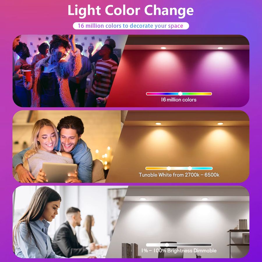 LARZI WiFi Smart LED Einbaustrahler RGB Dimmbar 5W mit Sprachsteuerung für Alexa und Google Home - Bild 2